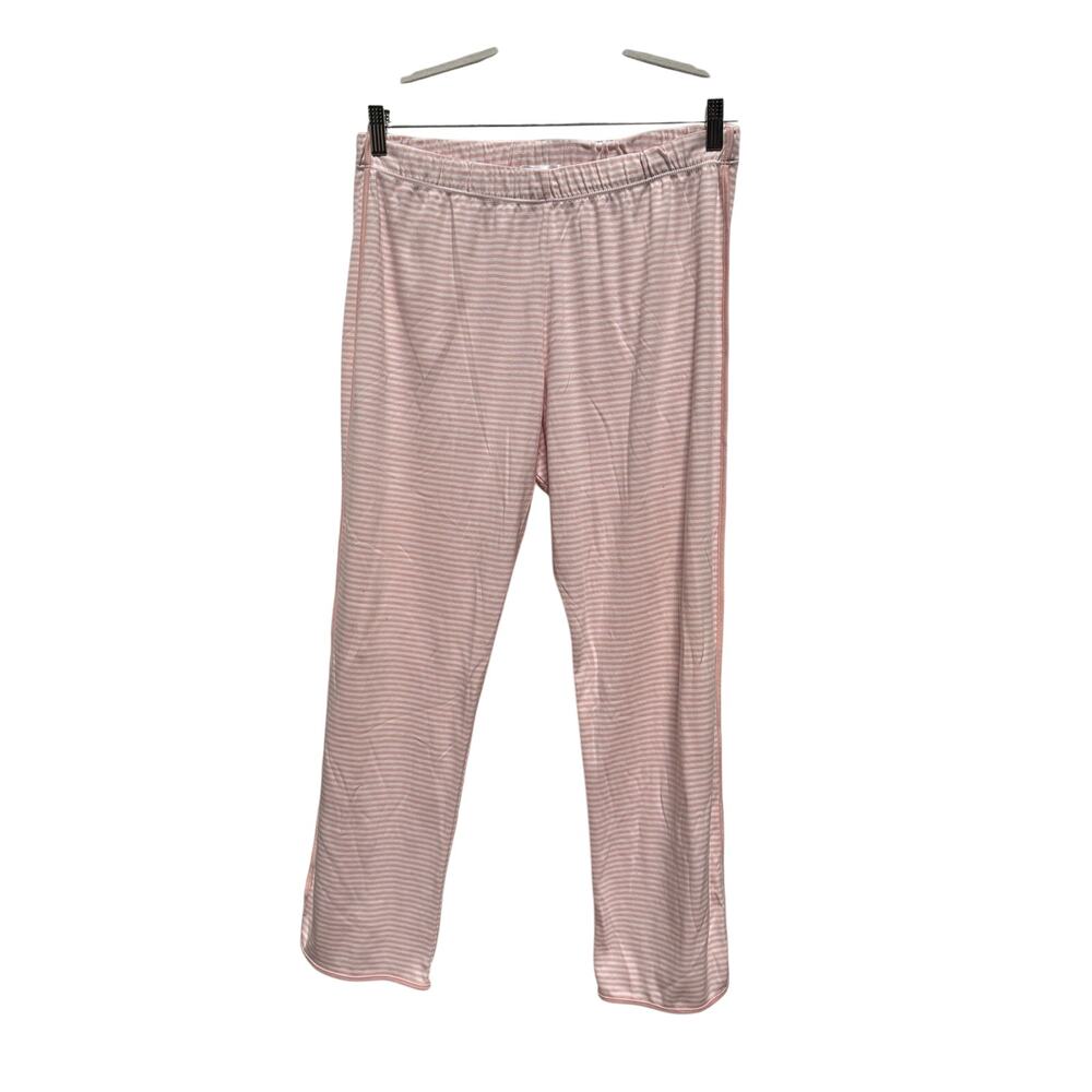 LAKE Pajama Pants Women's Large Pink White Striped Pima Cotton